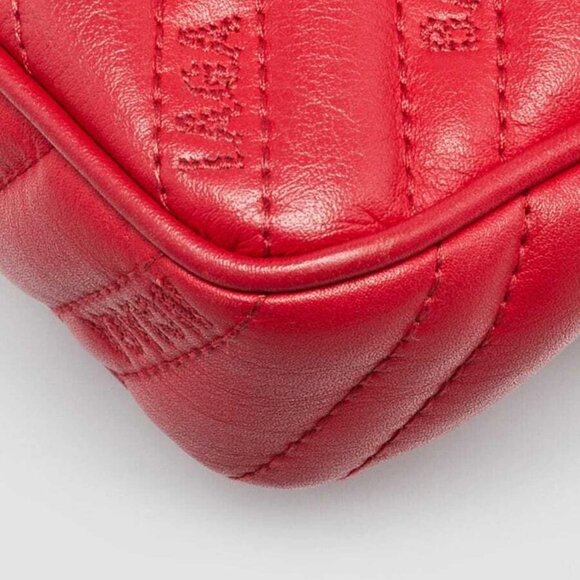 Balenciaga Red Quilted Embossed Leather BB Chain Round Small Flap Bag - Picture 4 of 12